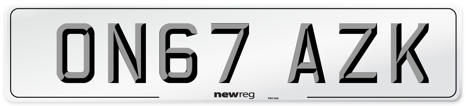 ON67 AZK Number Plate from New Reg